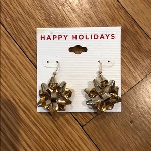 NWT Gold Bow Drop Earrings